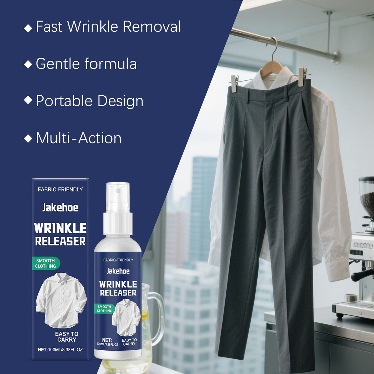 Clothing Wrinkle Removal Spray No Ironing Multi-Fabric